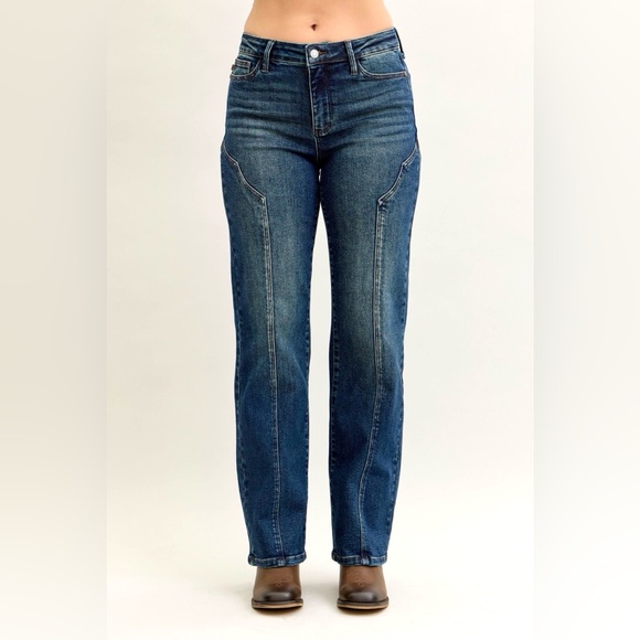 Judy Blue Denim - Judy Blue Seam Detail Straight Leg Jeans Plus Size Jeans